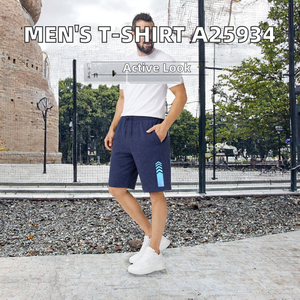 Shorts décontractés pour hommes avec cordon de serrage, longueur genou, en mélange de coton, shorts de sport avec poche latérale, vêtements de détente - Product Image 2