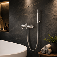 Ensemble Mitigeur de Douche et Baignoire pour Hôtel, 100% Sans Plomb, en Acier Inoxydable 316, Robinet Mélangeur de Bain avec Douchette à Main pour Projet de Rénovation