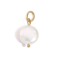 Breloque Emanco PVD en or 14 carats avec perle d'eau douce ronde, en acier inoxydable anti-ternissement, pièces de bijoux minimalistes à faire soi-même