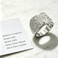 Bague Hip Hop large et massive pour homme, micro-pavée de zircon carré, en laiton plaqué platine, bague statement