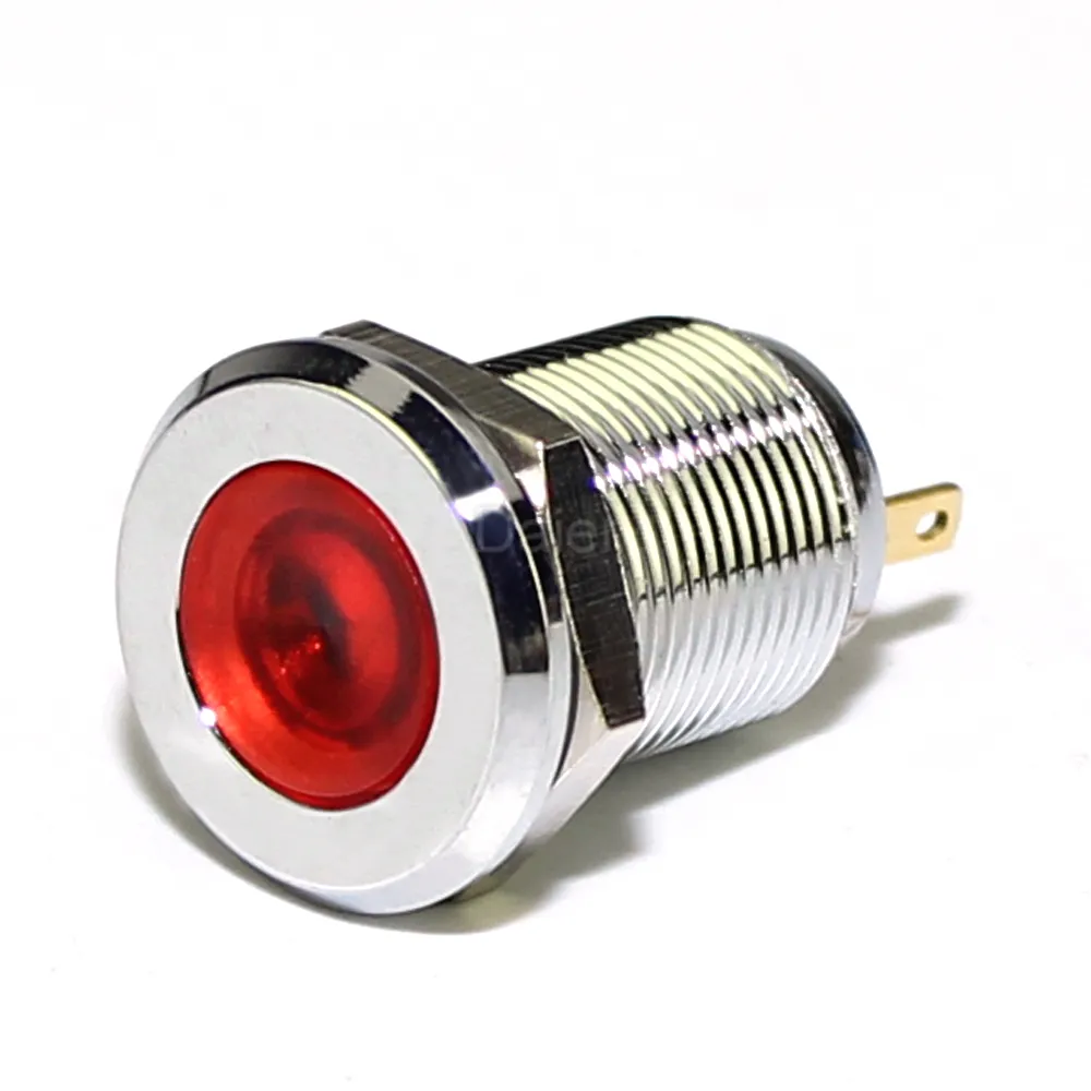 12MM 12V Metal Mini Led Indicator Lights with Flat Red Green Yellow Blue White LED