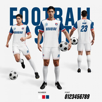 Jersey Sepak Bola Dewasa Unisex Cetak Digital Nama Tim Kustom Logo Nomor Cepat Kering Menyerap Keringat Bernapas 100% Poliester