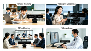 Webcam tout-en-un USB Plug & Play 360 ° Microphone intelligent à rotation horizontale, prise de son audio, caméra web grand angle, diffusion en direct de conférence - Product Image 5