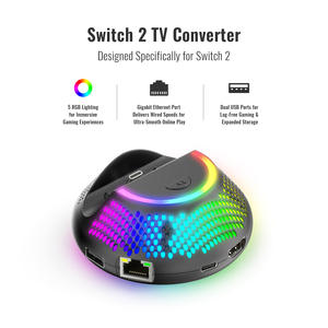 Dock TV Circolare Portatile Convertitore 5-<span class=keywords><strong>in</strong></span>-1 per Nintendo <span class=keywords><strong>Switch</strong></span> 2 <span class=keywords><strong>Uscita</strong></span> 60Hz con Luci RGB Accessori per <span class=keywords><strong>Giochi</strong></span> - Product Image 2