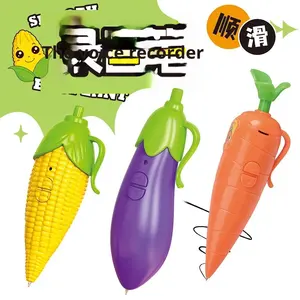 Stylo à bille en bois en forme <span class=keywords><strong>de</strong></span> <span class=keywords><strong>carotte</strong></span>, enregistreur vocal créatif et mignon, pour l'apprentissage et l'écriture des étudiants - Product Image 1