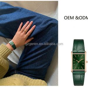 Reloj de Pulsera de Cuero Marrón para Hombre y Mujer, con Movimiento Japonés, Nuevo Diseño Minimalista, Logotipo Personalizado, Esfera Rectangular Cuadrada - Product Image 3