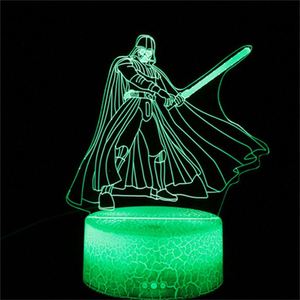 New Jedi Knight lampada da tavolo portatile bambini lampade Decorative per la casa 3D Stars Wars illusione ottica Led Toy Kids Night Light - Product Image 6