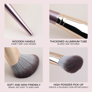 Brocha de Maquillaje para Contorno Violeta, Cerdas de Fibra Sintética, Mango de Madera, en Caja, Brocha para Dar Forma al Rostro - Product Image 1