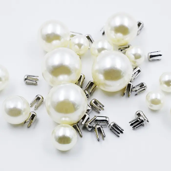 Factory direct sale claw nails applying no holes ivory white n cream white 6mm ABS pearl beads for garment decoration