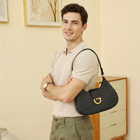 Sac à main croissant pour femme en cuir PU avec boucle en D, idéal pour la vente en gros et le développement personnalisé en boutique