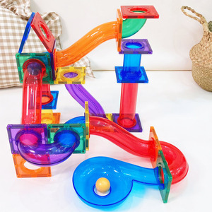 Mntl Blocs de construction magnétiques populaires en marbre Jouets 100pcs Entonnoir magnétique Toboggan Maze Ball <span class=keywords><strong>Track</strong></span> Marble Run Toy - Product Image 1