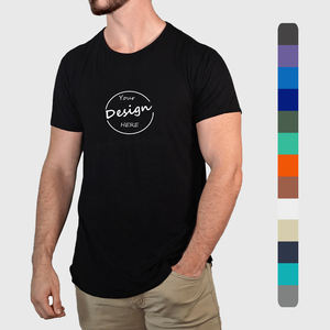 Venta al por mayor de alta calidad 200 GSM logotipo digital personalizado Unisex dobladillo curvo Regular Fit camiseta coreana para los hombres - Product Image 1