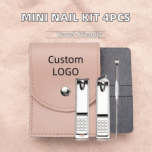 Ensemble de 4 mini coupe-ongles personnalisés en gros, en acier inoxydable, avec ciseaux de manucure et pédicure, et trousse de voyage essentielle en PU - Product Image 3