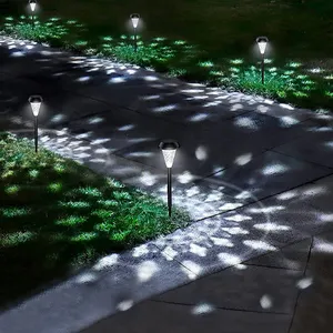 Color Changing LED Bright Solar Pathway Lighting IP44 Outdoor Sun Pattern Garden Lamp