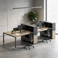 Conjunto de Escritorio de Oficina Moderno en Forma de L de MDF, Estación de Trabajo Ergonómica para 3 Personas con Almacenamiento, Fácil Montaje, Giratorio y Ecológico