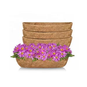 Outdoor 4PCS Trough Coco Coir Liner 100% Natural Thick Half Moon Shape Window Decks Garden Flower Pots Coir Fiber Liner