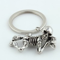 Porte-clés vintage gothique squelette pour hommes, femmes, garçons, accessoire de fête, bijou pour voiture