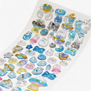 Hojas de Pegatinas de Vinilo 3D con Diseño de Planetas Azules, Lindas y Divertidas para Decorar Diarios y Álbumes de Recortes, Removibles, Resistentes al Agua y Autoadhesivas - Product Image 3