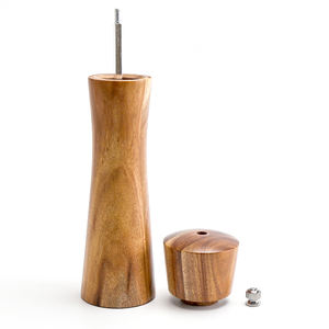 Moulin à sel et poivre <span class=keywords><strong>en</strong></span> bois <span class=keywords><strong>massif</strong></span> et acrylique avec couvercle <span class=keywords><strong>en</strong></span> céramique pour épices. - Product Image 5
