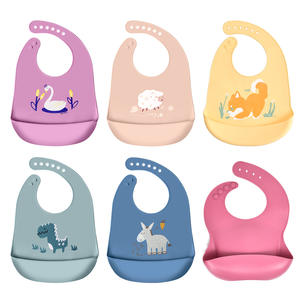 ผ้ากันเปื้อนซิลิโคนเนื้อนิ่มปรับได้สำหรับเด็กทารกทำความสะอาดง่ายดีไซน์กันน้ำพร้อมที่จับอาหารได้สะดวก - Product Image 3