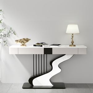 Console <span class=keywords><strong>murale</strong></span> moderne et minimaliste en <span class=keywords><strong>ardoise</strong></span>, design semi-circulaire, pour hall d'entrée, avec installation et démontage facilités - Product Image 6