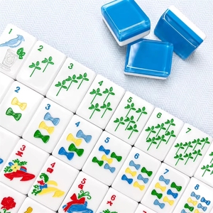 Tuiles de Mahjong Bleues de Luxe Menthe et Roses Thème Équitation Kentucky Derby pour Fêtes à Domicile, Réunions d'Amis, Cadeau - Product Image 2