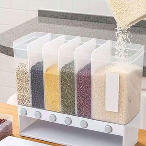 Kitchen Storage Organizer PP <b>Plastic</b> Rectangle Rotating Detachable Cereal Dry <b>Food</b> <b>Container</b> Wall Mounted Grain Storage Box Rice - Product Image 5