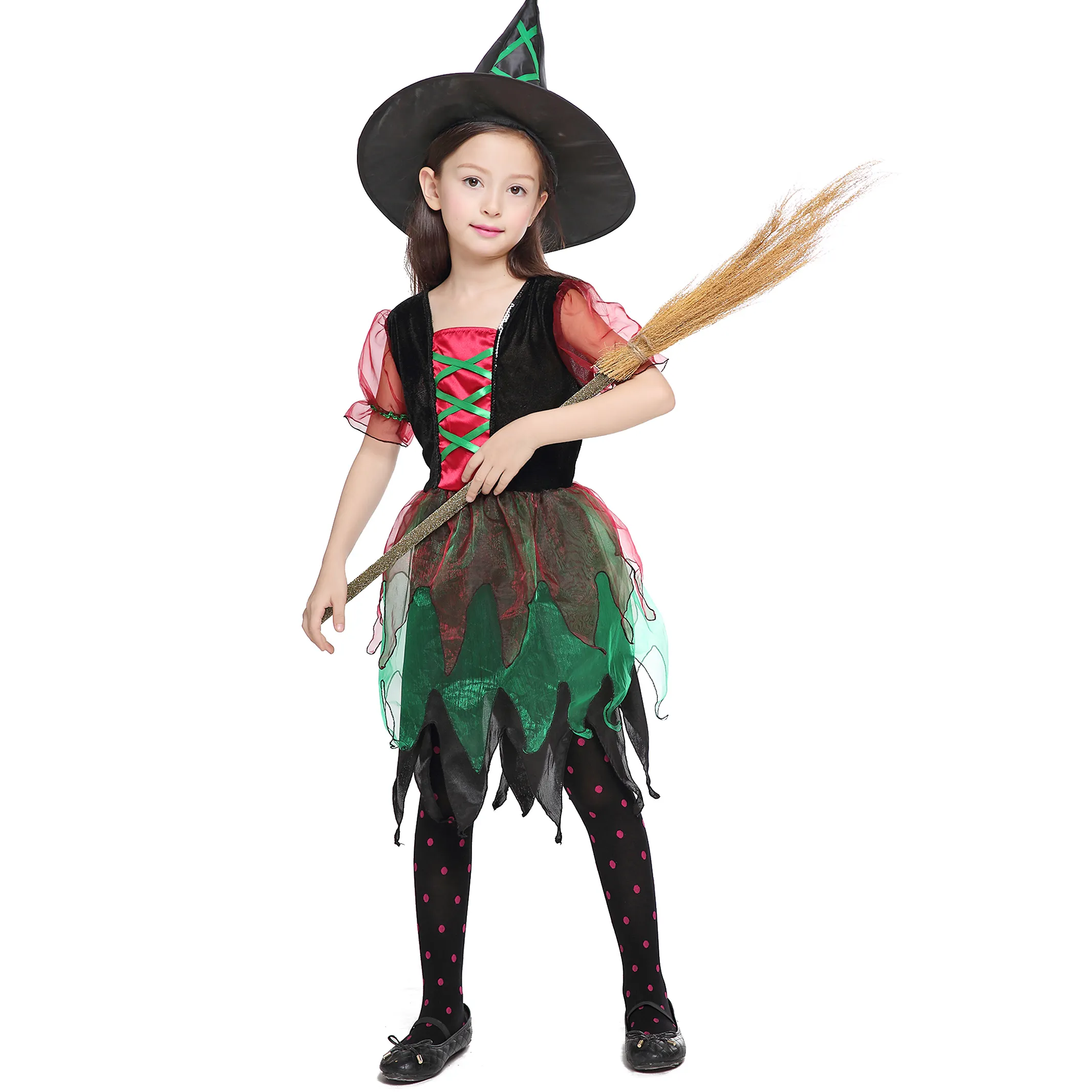 Children's Halloween Witch Costume Girls Party Dress Up Dress
