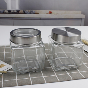 Venta caliente tapa de tarro de almacenamiento cuadrado de vidrio para Cocina - Product Image 2