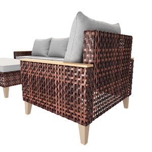 5 Piece mây phòng chờ ăn uống với đệm ngoài trời đồ nội thất sofa <span class=keywords><strong>Set</strong></span> mây <span class=keywords><strong>Patio</strong></span> chỗ ngồi nhóm cho <span class=keywords><strong>Patio</strong></span> vườn - Product Image 4