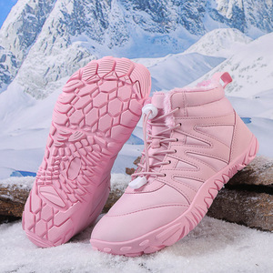Bottes d'hiver unisexes, hauteur cheville, bout rond, tige synthétique, doublure en fourrure, semelle extérieure en caoutchouc antidérapante, semelle intermédiaire en EVA chaude - Product Image 2