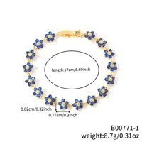 Bracelet élégant en cristal CZ, motif floral, plaqué or 18 carats, zircon cubique arc-en-ciel coloré, bracelet tennis délicat pour femmes
