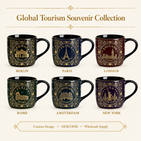 Tasses en céramique souvenir touristique de Berlin, Allemagne, avec impression graphique tendance, plaquées or, pour tasses à café en céramique, personnalisables OEM ODM, vente en gros