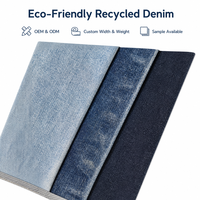 Tissu en jean recyclé écologique 12x12, fil 100x65, sergé 3x1, 9,5 oz, 153 cm, pré-rétréci, extensible, pour vestes et sacs en jean