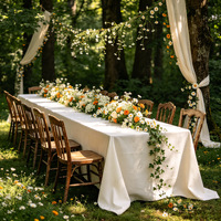 Nappe de table pour salon, événementiel, luxe et haut de gamme, style moderne et épuré, rectangulaire, pour table de conférence et table de desserts