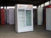 Réfrigérateur à deux portes en verre et acier inoxydable pour buffet