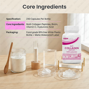 Capsules de suppléments multi-collagène en peptides pour la vente en gros, soutenant les articulations, les os, l'hydratation de la peau, l'élasticité, les cheveux et les ongles - Product Image 6
