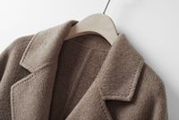 Manteau d'affaires décontracté pour femme, à revers crantés, double boutonnage, ceinture à la taille, longueur midi, mélange laine et cachemire, chaud pour l'automne et l'hiver