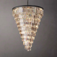 Style moderne personnalisé grand lustre rond italien noir lustre salon escalier mariage hôtel luxe verre cristal lustre