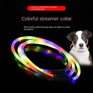 Pet Shiny Dog Collar Luminous Anti-lost Dog Harness Streamer Lamp Bead Collar Safety Flash Collar Dog Harness Personalized XQ29