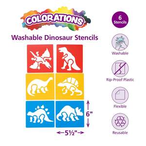 Juego de 6 plantillas de pared de dinosaurio de plástico PET lavables para artesanos para pinturas tropicales y decoraciones para el hogar - Product Image 4