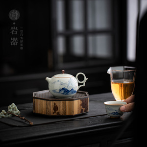 Shangyan Blue And White Hand Painted Teapot With Lid <b>Ceramic</b> Kung Fu <b>Tea</b> Set Household Single <b>Pot</b> Filter Included - Product Image 4