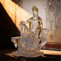 Statue de Bouddha en cristal pour la décoration de la maison, ornement Feng Shui, figurine de méditation pour bureau, cadeau, ornement en cristal
