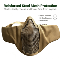 Masque de sport demi-visage en maille métallique V10 pour activités de plein air