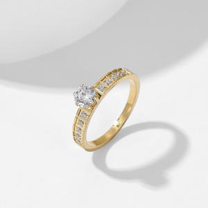 经典方形锆石镀金不锈钢戒指承诺订婚钻戒女性时尚饰品 - Product Image 5