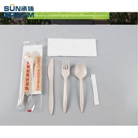 Couverts jetables en paille de blé Ensemble de cuillères Fourchette à gâteau Pizza Couteau à emporter Vaisselle biodégradable commerciale
