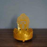 Support de bougie Diya doré de luxe pour Diwali, lampe à bougie chauffe-plat en métal pour la décoration de la maison, des fêtes hindoues et des mariages