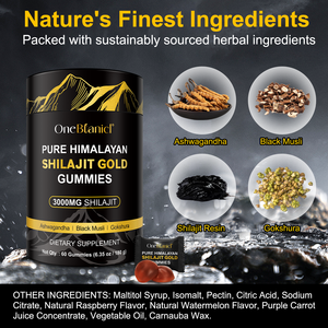 OneBtanicl Wholesale Price Pure Himalayan <strong>Shilajit</strong> Herbal Extract Gummies 3000MG Enhance Energy Immunity Promote Healthy Aging - Product Image 4