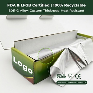 Film alimentaire en aluminium 8011 certifié FDA LFGB, 100 % recyclable, sans plastique, durable, avec coupe-sécurité pour la cuisine - Product Image 4