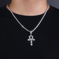 Mode Hip Hop Bijoux Ankh Cross Pass Diamant Testeur Glacé Moissanite Diamant Ankh Croix Collier Pendentif pour Hommes Femmes